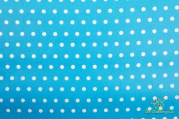 50x70 cm Zuschnitt Baumwolle Wachstuch Azurblau mit weißen Punkten